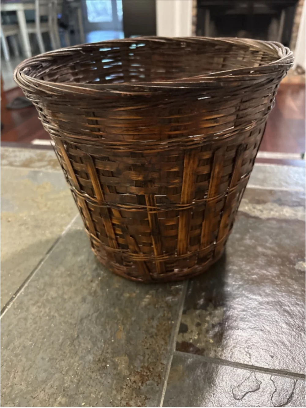 Vintage Boho Wicker Rattan Planter/waste Basket/storage Handmade